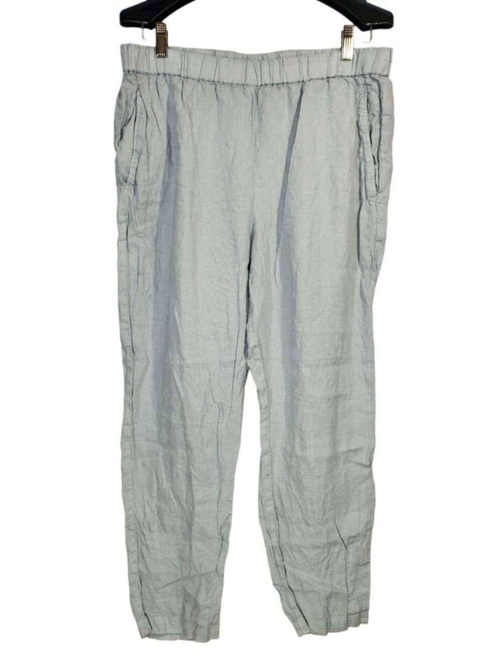 Eileen Fisher Organic Linen Crop Pants Women's M Gray Pull-On Tapered Minimalist